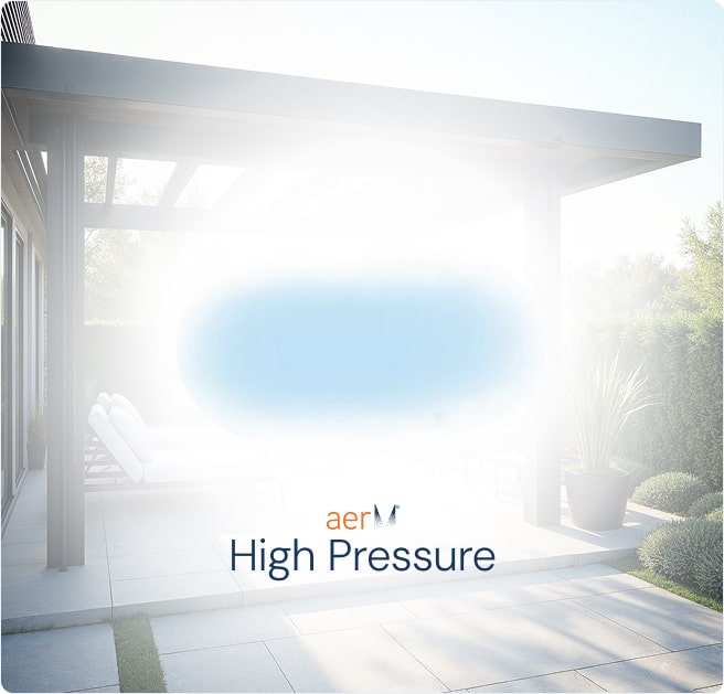 High pressure misting with ultra fine mist and dry comfort